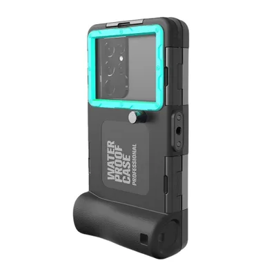 Produktbild von Wasserdichte Handyhülle,Taucher-Telefonhülle,15 m Tauchschutz mit Belüftungsöffnung, Handyhülle für iPhone, schwarze + grasblaue