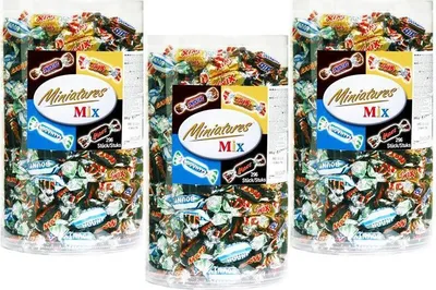 Produktbild von 3x Miniatures Mix (Snickers, Twix, Bounty, Mars) 3x3,0kg (3x296 Stk.)