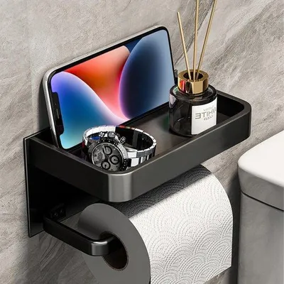 Immagine prodotto di Portasacchetti da bagno senza foratura, con montaggio a parete Portasacchetti da bagno in acciaio inossidabile Portasacchetti da bagno nero per cucina e bagno