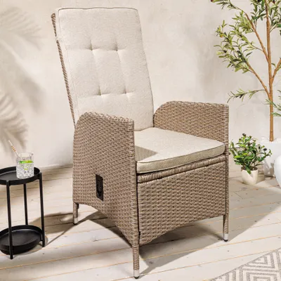 Produktbild von riess-ambiente Outdoor Gartenstuhl SYLT natur beige Polyrattan Hochlehner mit Armlehne verstellbar wetterfest Balkonstuhl Stuhl