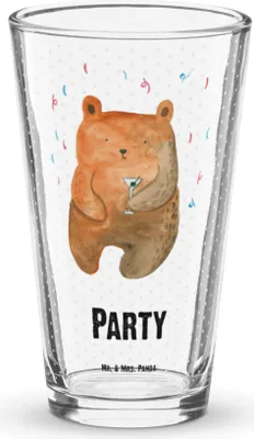 Produktbild von Mr. & Mrs. Panda Cocktailglas Bär Party - Transparent - Geschenk, Mitbringsel, Wasserglas, Glas, Teddy, Geburtstagsgeschenk, Bierglas, Lustig, Longdrinkglas, Shaker