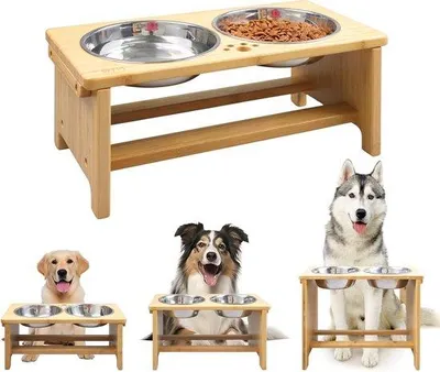 Produktbild von Famanu Hundenapf mit Stand - Bamboe, 44 cm L x 24 cm B x 18 cm H