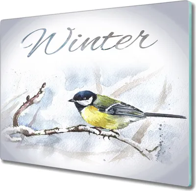 Produktbild von Coloray Kochplattenabdeckung Herdabdeckplatte 60x52 cm Hackbrett Schneidebrett Küchenbrett - Winter Zweig Tier