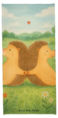 Produktbild von Mr. & Mrs. Panda sporthandtuch Igel händchenhaltend Design - Grau Pastell - Geschenk, Badehandtuch, Duschtuch, Handtuch, Freundin, glücklich, Badhandtuch, Hochzeit, Love