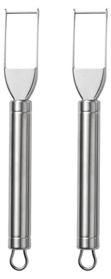 Produktbild von Wassermelonenschneider aus Edelstahl, 2-in-1-Obstgabel, Doppelkopf-Obstschneider, tragbarer Wassermelonenschneider, Küchen-Obstschneidermaschine B