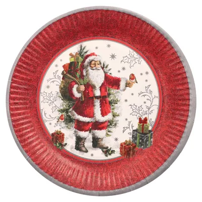 Produktbild von Runder Pappteller „HoHoHo“ 23 cm 10 Stück.