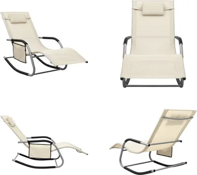 Immagine prodotto di vidaXL Lettino prendisole Textilene crema e grigio - Lettino prendisole - Lettini prendisole - Lettino da giardino - Lettini da giardino
