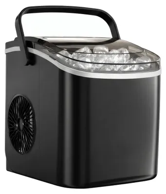 Immagine prodotto di Macchina portatile per la produzione di ghiaccio con funzione di autopulizia e 2 dimensioni di cubetti di ghiaccio | Colore: nero | Dimensioni: 25x31x32 cm