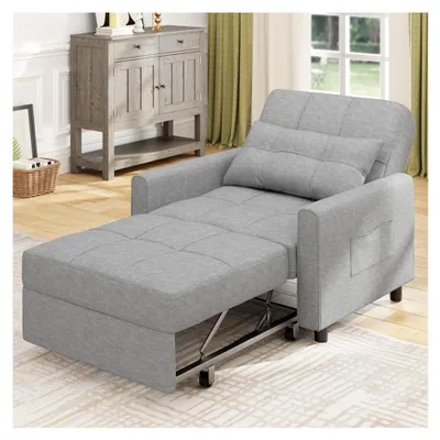 Produktbild von Relaxsessel, Schlafsessel mit verstellbarer Rückenlehne, Fernsehsessel, klappbares Schlafsofa für Wohnzimmer und Schlafzimmer (Hellgrau)