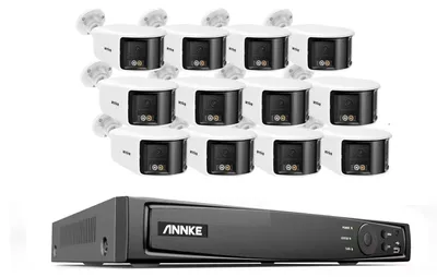 Produktbild von IP-Überwachungskamerasystem – 12 Kameras – 180° Ultra-Weitwinkel – 8 MP 4K Auflösung – Nachtsichtfunktion