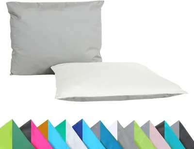 Produktbild von JACK 2er Set Wende Outdoor Kissenhülle Kissenbezug 2-farbig 30x50cm Wasserfest Lounge Kissen Garten Stuhl Lotus Effekt, Farbe:Elfenbein - Grau