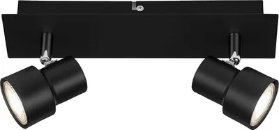 Image de Plafonnier LED Spot BRILONER LEUCHTEN ROCK, 5 W, 460 lm, IP20, noir, métal, incl., 2x GU10, 29 x 8 x 12 cm