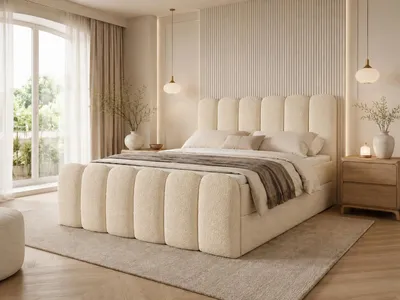 Produktbild von Emlar Boxspringbett CUDDLE 140x200 - Komplett-Set mit Matratze und Topper - Polsterbett mit Bettkästen - Boxspringbett Creme (Quelle 06)