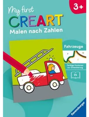 Obrázok produktu pre Kniha Ravensburger Kreativita My first CreArt Maľovanie podľa čísel od 3 rokov – Vozidlá 48836