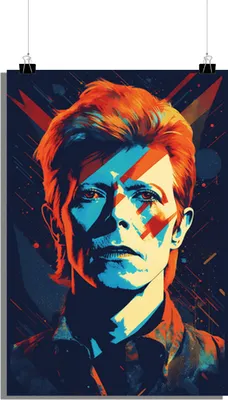 Produktbild von Musik Poster - David Bowie Poster - Ikone mit rotem Poster - Musiklegende Poster - 61x91cm - Perfekt zum Einrahmen