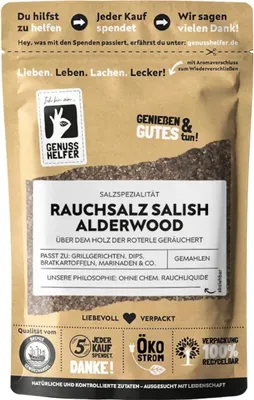 Produktbild von Rauchsalz Salish Alderwood, Rauchsalz aus den USA, leckeres Speisesalz mit Raucharoma, 100g