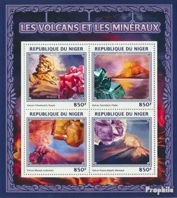 Produktbild von Briefmarken Niger 2016 Mi 4472-4475 Kleinbogen (kompl. Ausg.) postfrisch Vulkane und Mineralien