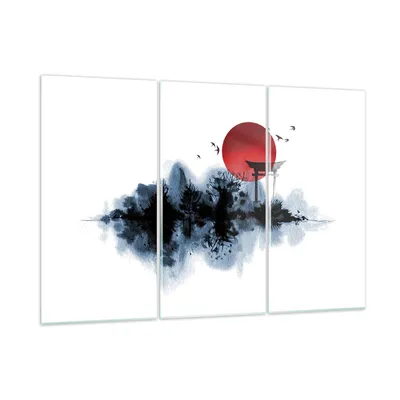 Produktbild von Bilder auf glas - 3 Teile - Rot Sonne Tor - 165x110cm - Glasbilder - Wandbilder - Bilder - zum Aufhängen bereit - Wanddekoration aus Glas - Glas Bilder - Wandbild auf Glas - GCE165x110-4666
