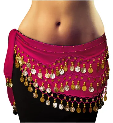 Produktbild von MyBeautyworld24 Belly Dance Bauchtanz Hüfttuch pink Kostüm 128 goldfarbenen Münz