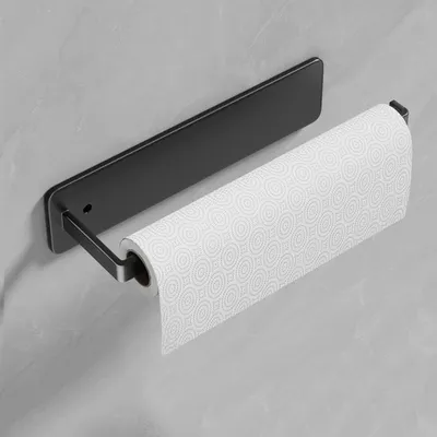 Produktbild von Der Küchenpapierrollenhalter-Schrank erfordert kein Bohren oder Racken. Der selbstklebende Wandhalter für Papierrollenhalter aus Edelstahl (schwarz)