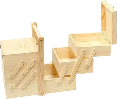 Imagen del producto de Caja de costura de madera, sin barnizar, con 5 cajones, de 32 x 17 x 29 cm