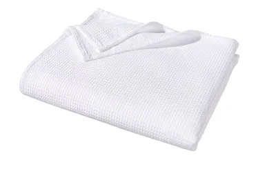 Produktbild von WOHNWOHL® Waffel Decke l Tagesdecke l Wohndecke l 100% Baumwolle l  , Farbe:Weiß, Größe:220 x 240 cm