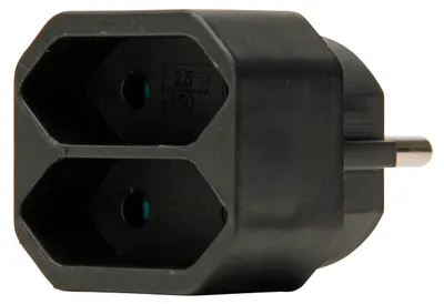Obrázek produktu pro Adaptér do zásuvky, 2 zásuvky, černý, pro uzemněné zásuvky