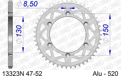 Produktbild von AFAM Kettenrad 13323N-47 Hinten für YAMAHA MOTORCYCLES WR Aluminium