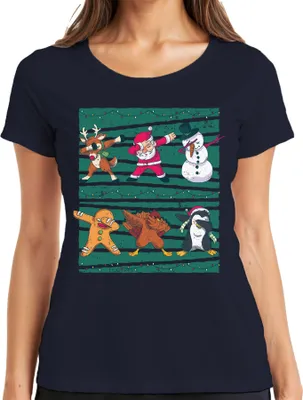 Produktbild von Dabbing Rentier Santa Schneemann - Weihnachten Weihnachtsgeschenk Christmas Damen T-Shirt, Navy, S