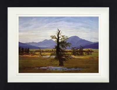 Produktbild von Caspar David Friedrich Gerahmtes Bild Mit Edlem Passepartout | Wand-Bilder | Im Bilderrahmen - Der Einsame Baum, 1822 (30 x 40 cm)
