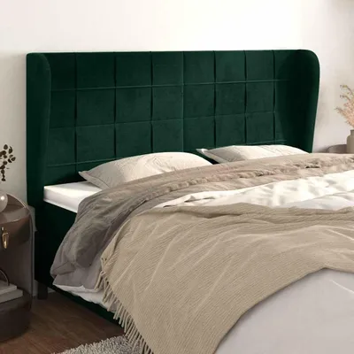 Immagine prodotto di Testiera con orecchie Verde scuro 183x23x118/128 cm in velluto