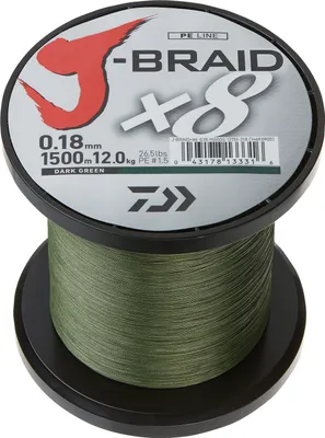 Obrázok produktu pre DAIWA J-Braid X8, 3000m, 0,24mm, 18,00kg / 39,68lbs, zeleno-tmavý, pletená šnúra, 12751-324