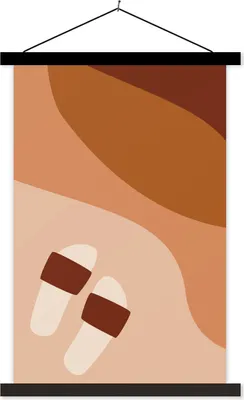 Produktbild von MuchoWow® Textilposter Sommer - Hausschuhe - Strand 120x180 cm mit schwarzem Rahmen - Fotos