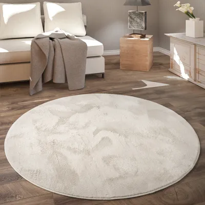 Produktbild von Teppich Rund Fellteppich Kunstfell Plüsch Bettvorleger Shaggy Wohnzimmer Kinderzimmer Grösse Ø 100 cm Rund