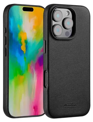 Produktbild von Accezz MagSafe Leather Backcover iPhone 16 Pro - Onyx Black