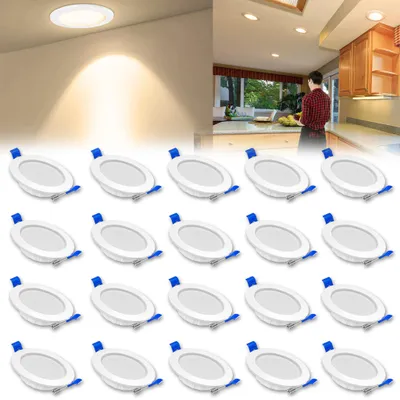Immagine prodotto di VA-Cerulean, 20 faretti LED da 5W, 230V, da incasso. Lampada da incasso, faretto da soffitto, luce bianca calda, non dimmerabile