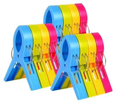 Produktbild von Badetuch Clips 12 Stück große Wäscheklammern Handtuchklemmen Strandtuchklammern Clips Winddicht Klammern auf Strand und Sonnenliegen für Wäsche Strandtuch, Badetuch, Teppich (12 PCS)