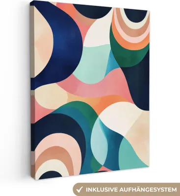 Obrázok produktu pre Plátno 60x80 cm - Eklektické - Abstraktné - Modrá - Ružová, Moderný obraz, Nástenná dekorácia, Maľba