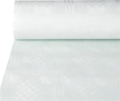 Produktbild von Papiertischtuch mit Damastprägung 50 m x 1 m weiss
