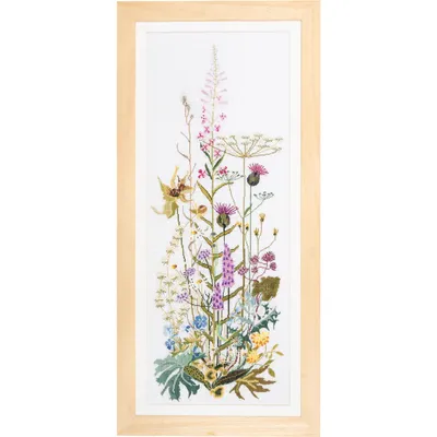 Image de Thea Gouverneur Kit de broderie au point de croix "Fleurs sauvages", motif à compter, 45x110cm