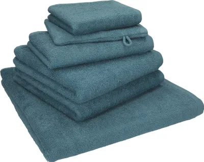 Produktbild von Betz 6-tlg. Handtuch-Set BERLIN 1 Liegetuch 2 Handtücher 1 Gästetuch 1 Seiftuch 1 Waschhandschuh 100% Baumwolle – Farbe: taubenblau