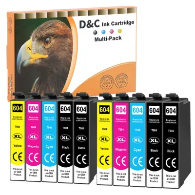 Produktbild von D&C 10x 604XL Patronen für Epson 604 Druckerpatronen Kompatibel mit Epson Expression Home  XP-2205 XP-4200 XP-2200, Workforce WF-2930 WF-2935 WF-2950