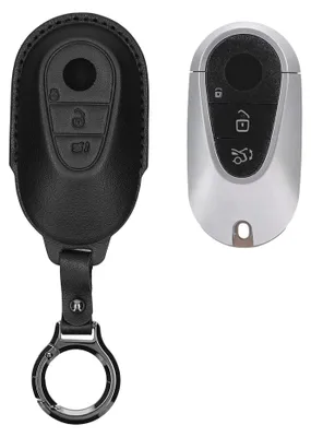 Produktbild von kwmobile Schlüsselhülle für Mercedes-Benz 3-Tasten Smartkey Hülle Leder - Autoschlüssel Schlüssel Hülle - Schlüsselcover Schlüsselschutz in Schwarz
