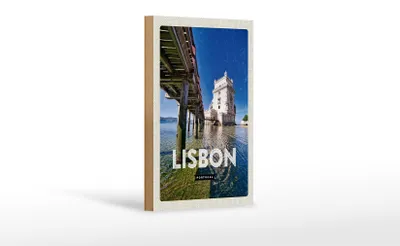 Produktbild von Holzschild Reise 12x18 cm Lisbon Portugal Meer Reiseziel Urlaub
