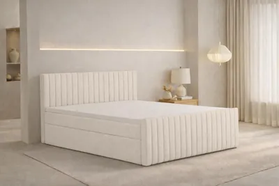Obrázek produktu pro Postel Boxspring Kaiser s matrací a úložným prostorem, žinylková látka Flow, béžová, 160 x 200 cm, H2-Pocket, DEMETER