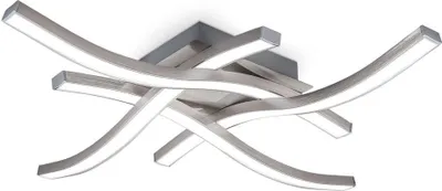 Image de B.K.Licht plafonnier LED design moderne, éclairage plafond en forme de vague, modules LED 17W intégrés, 1520Lm, lumière blanche neutre 4000K, finition aluminium