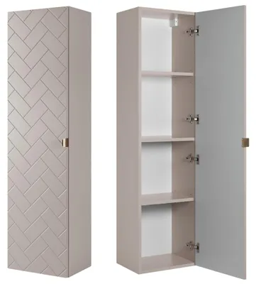 Produktbild von RODAN | Badmöbel | Beige Matt | B/H/T ca. 35/136/27 cm | Badezimmermöbel, Badezimmerschränk, Badschrank, Badezimmer Hochschrank | 1 Softclose Tür