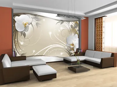 Produktbild von Vlies Fototapete Blumen 400x280 cm Tapeten Wandtapete XXL weiß grau silber Orchidee Ornament Abstrakt b-A-0078-a-c