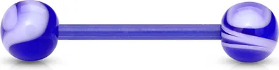 Produktbild von viva-adorno Barbell Piercing Stab Zungenpiercing Kunststoff Marmor Kugeln weiß marmoriert Kunststoff verschiedene Farben Z313,blau