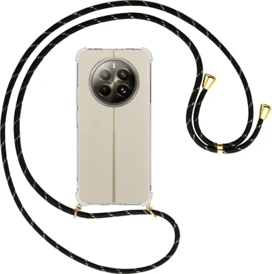 Produktbild von Handykette Backcover-Schutzhülle mit Band (Metall goldfarben) für Realme 12 Plus 5G / Narzo 70 Pro 5G - schwarz/gold
